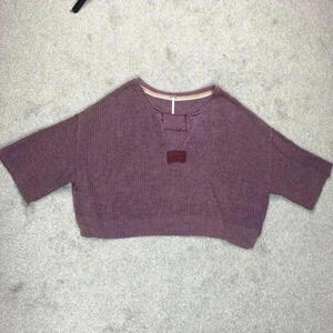 Free People Sweater Pullover 3/4 Sleeves Purple Color Oversized Boxy Sz S